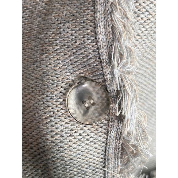 J.McLaughlin Parisse Fringed Button Up Textured Cardigan Sweater Oatmeal Women S - Picture 6 of 10
